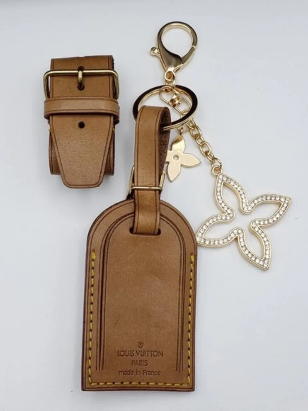 Authentic Louis Vuitton Dark Brown Luggage, Name Tag with Unbranded Keycharm